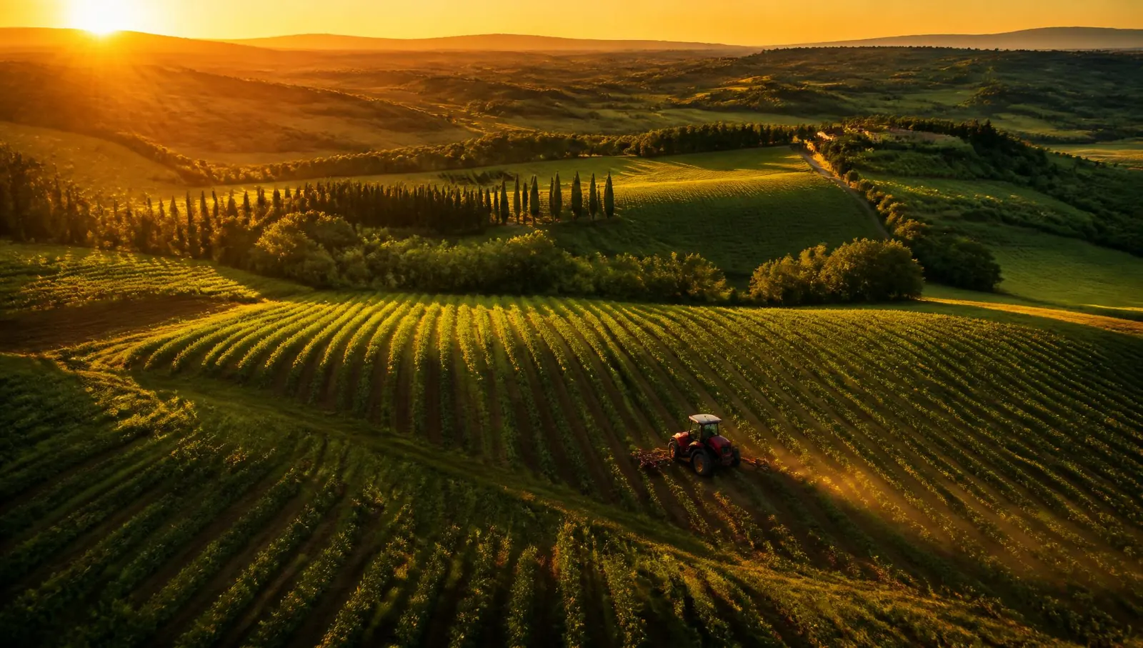 Aerial view of cultivated farmland